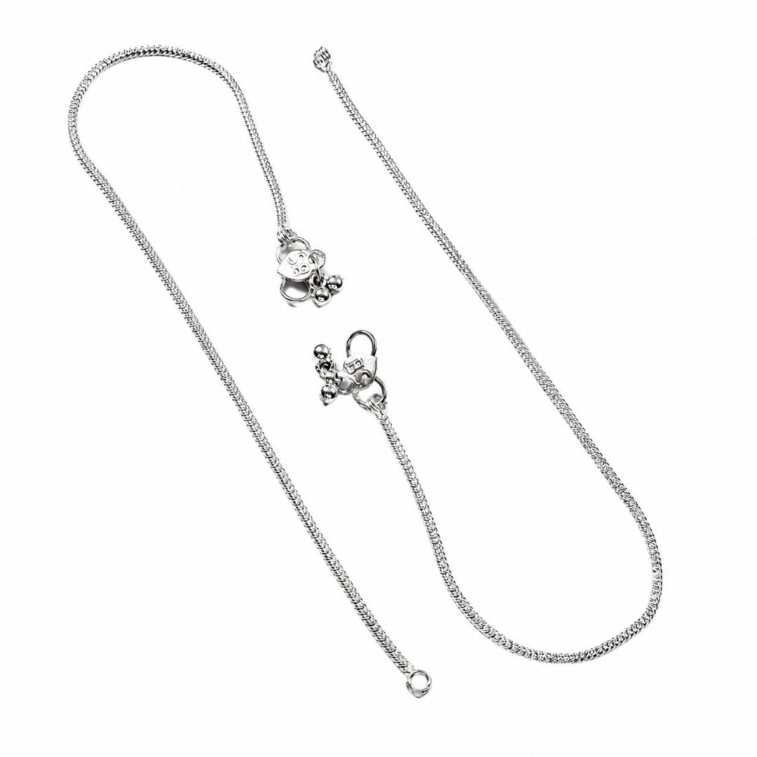 Silver-Plated Rope Chain Anklet with Lobster Clasp