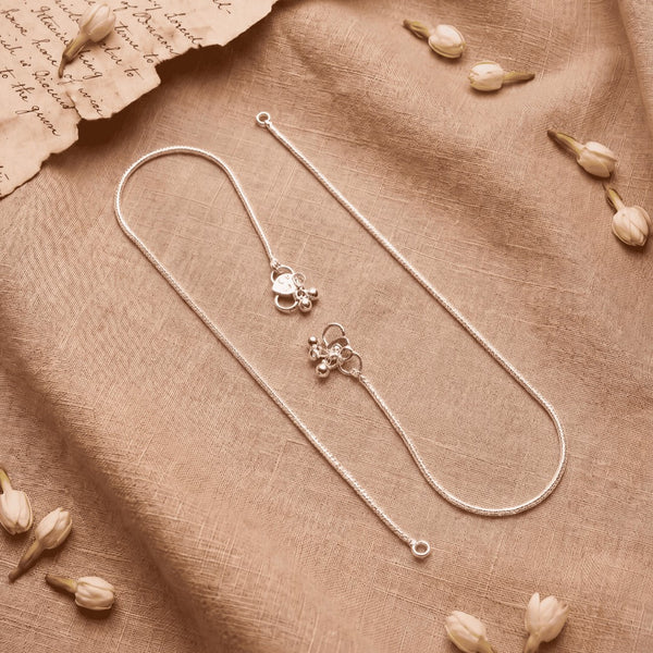 Silver-Plated Rope Chain Anklet with Lobster Clasp