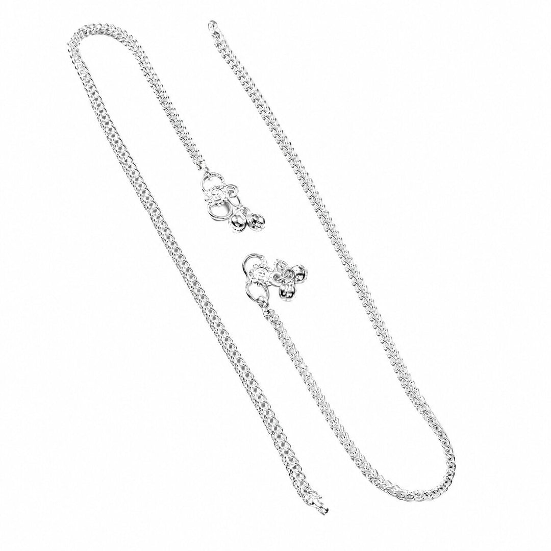 Silver-Plated Interlocked Link Anklet