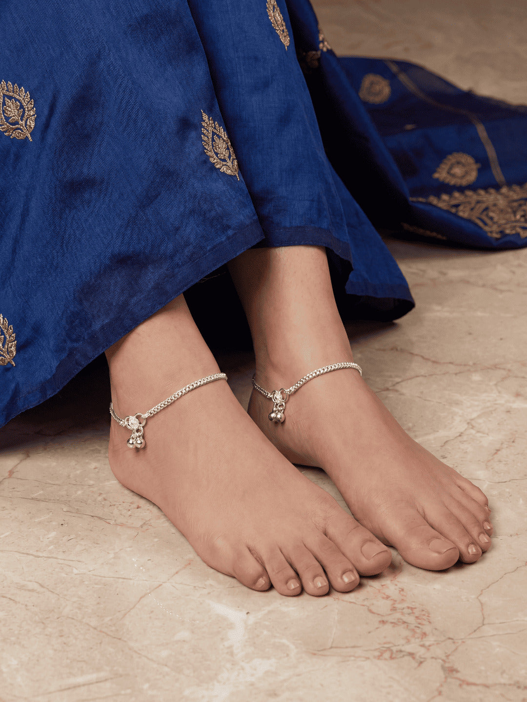 Silver-Plated Interlocked Link Anklet