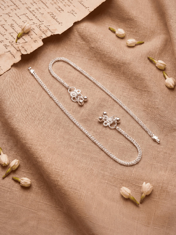 Silver-Plated Interlocked Link Anklet