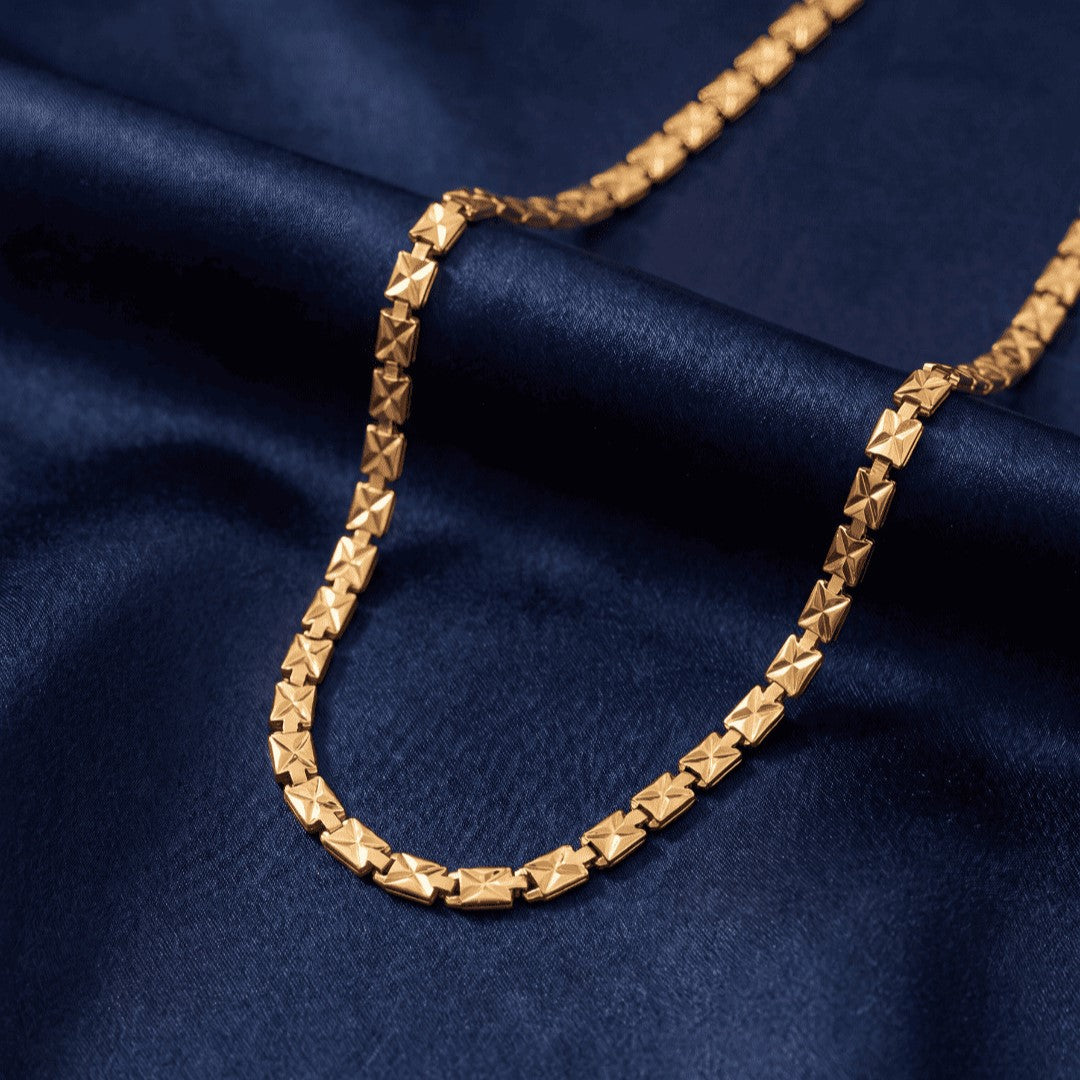 Gold-Toned Geometric Link Chain Necklace