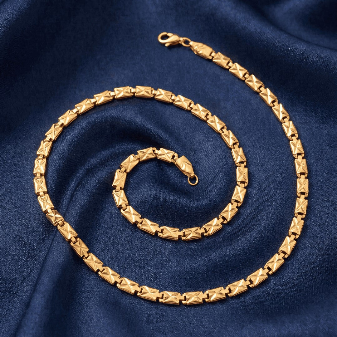 Gold-Toned Geometric Link Chain Necklace