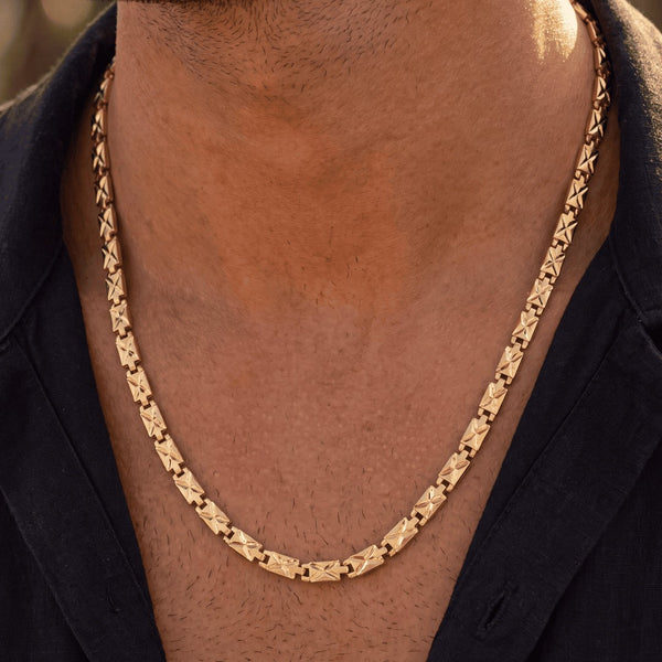 Gold-Toned Geometric Link Chain Necklace