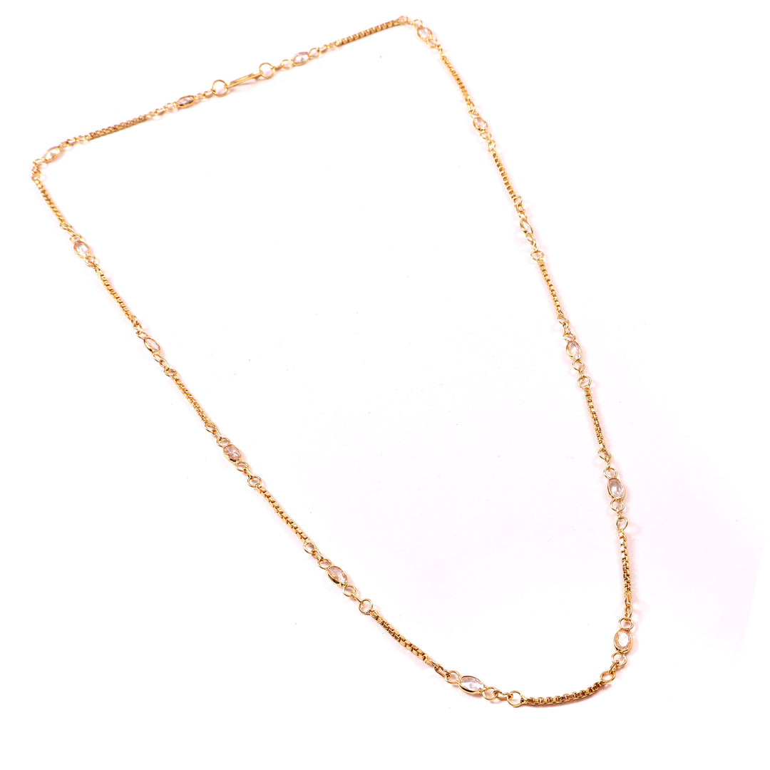 Elegant Gold-Plated White Stone Chain