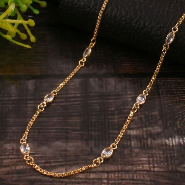 Elegant Gold-Plated White Stone Chain
