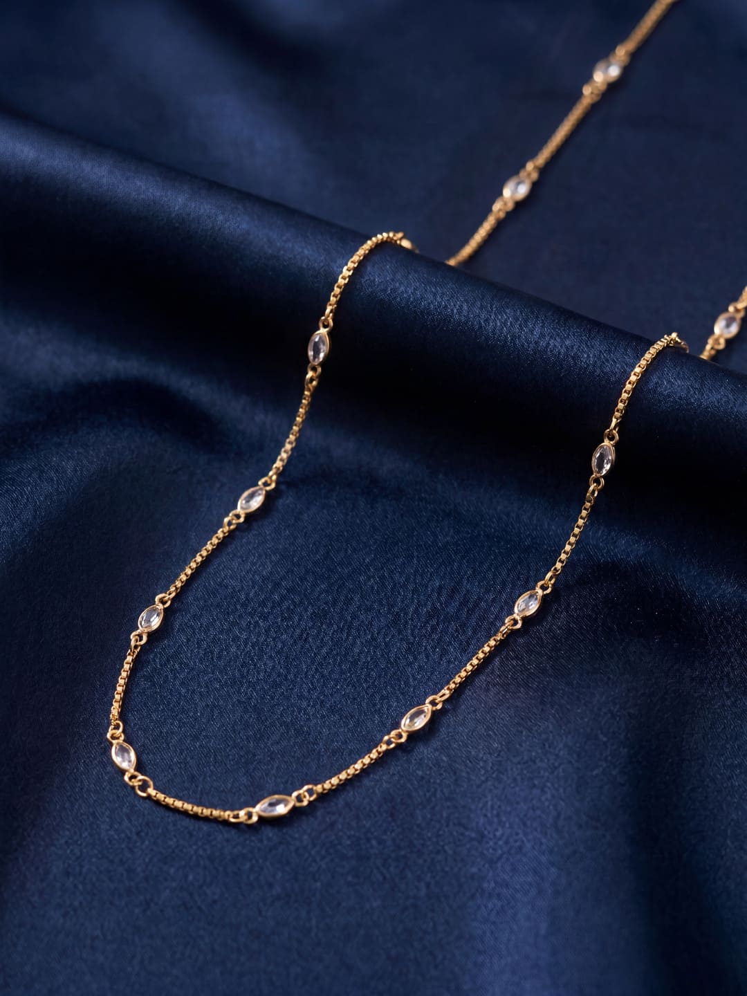 Elegant Gold-Plated White Stone Chain