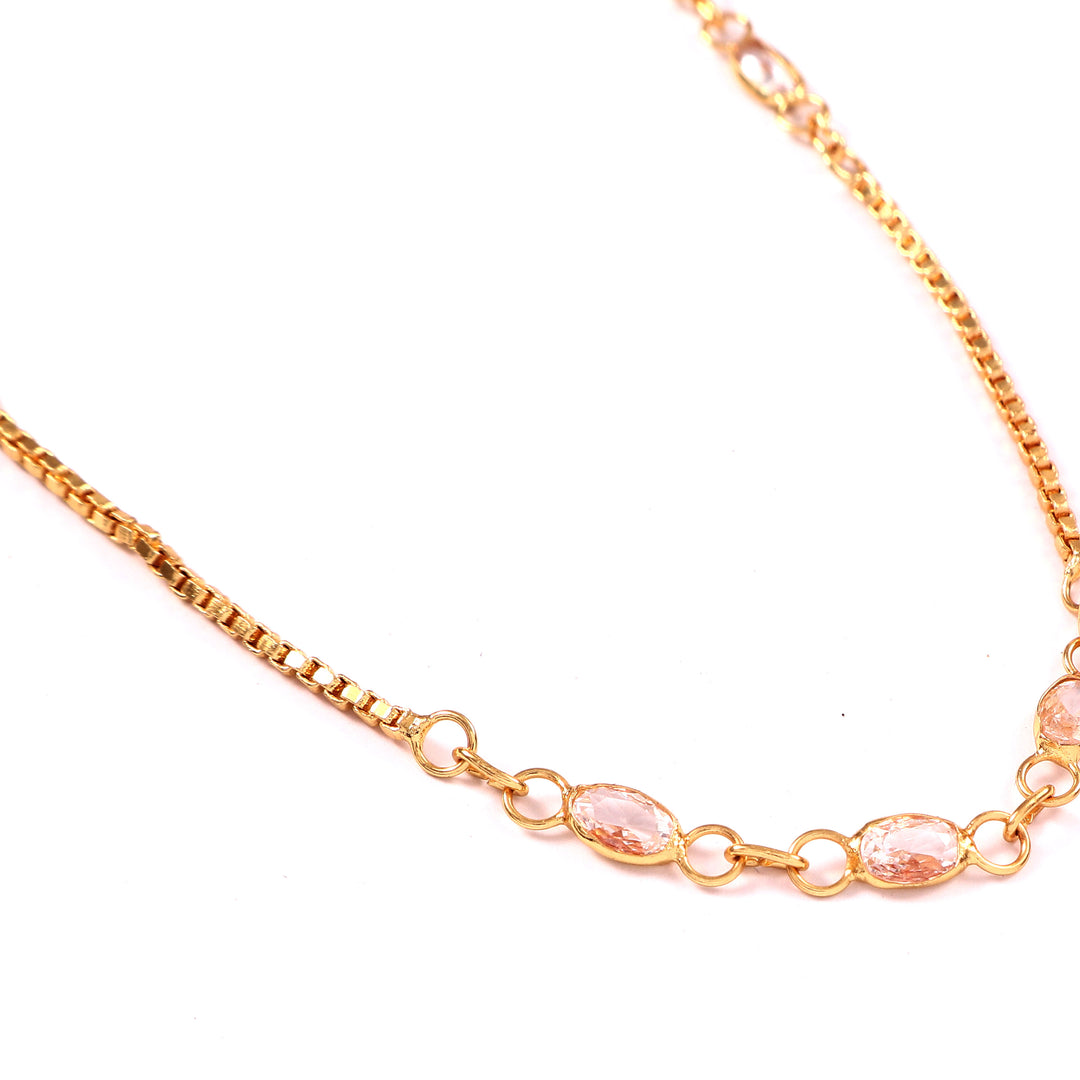 Elegant Gold-Plated White Stone Chain