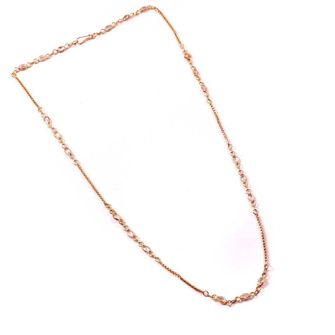 Elegant Gold-Plated White Stone Chain