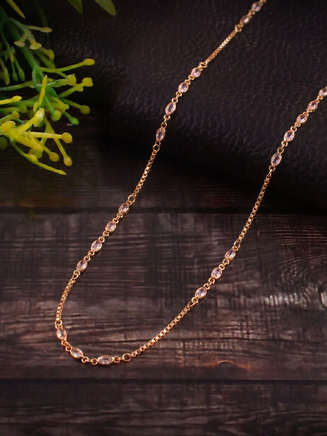 Elegant Gold-Plated White Stone Chain
