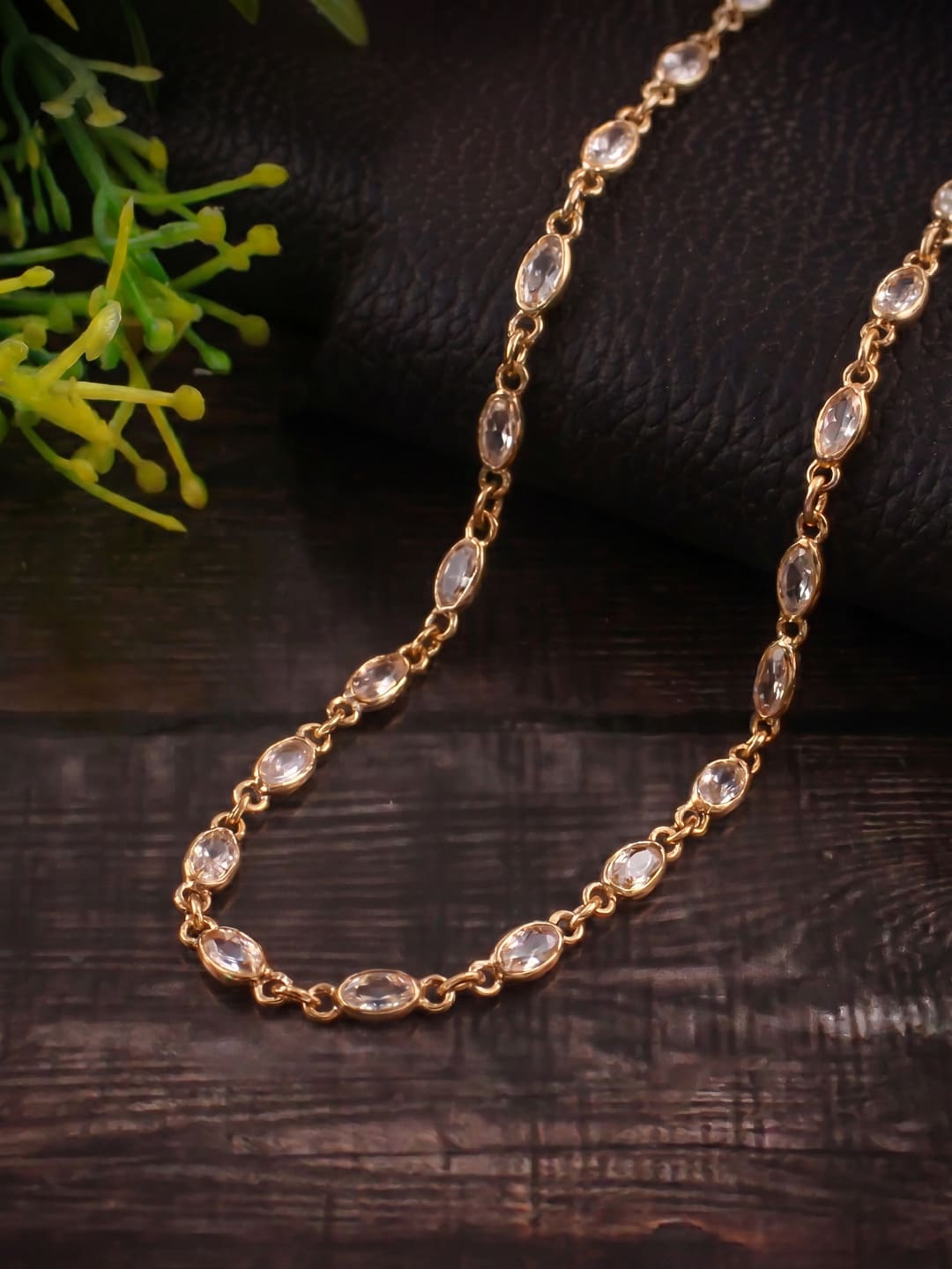 Elegant Gold-Plated White Stone Chain