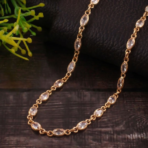 Elegant Gold-Plated White Stone Chain