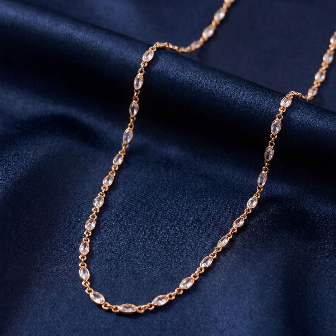 Elegant Gold-Plated White Stone Chain