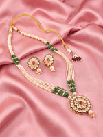 Load image into Gallery viewer, Gold-Plated Kundan-Studded &amp; Beaded Jewellery Set
