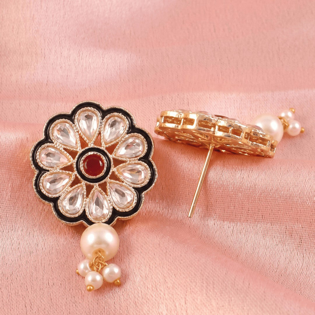 Gold-Plated Kundan-Studded & Beaded Jewellery Set