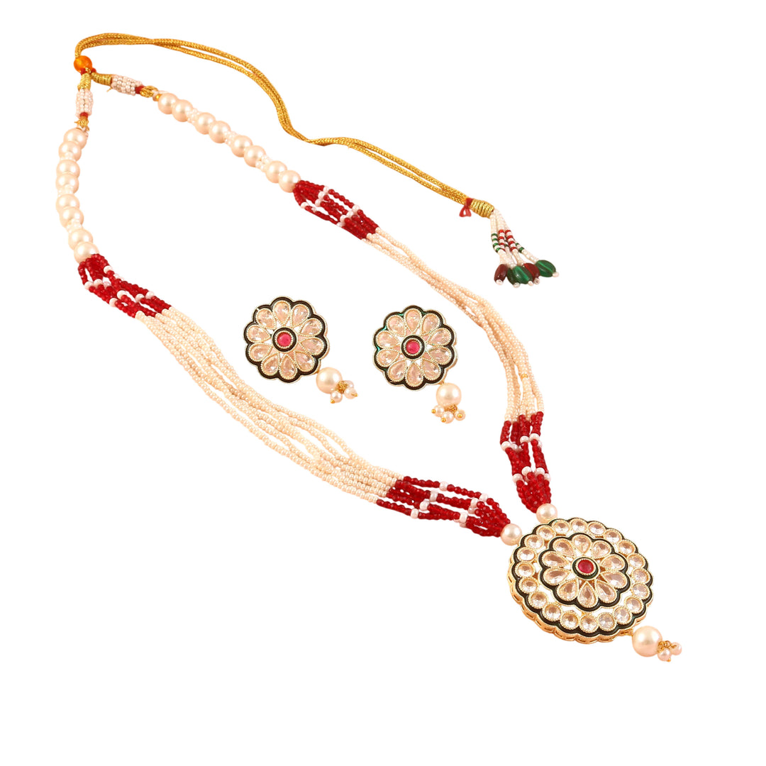 Gold-Plated Kundan-Studded & Beaded Jewellery Set
