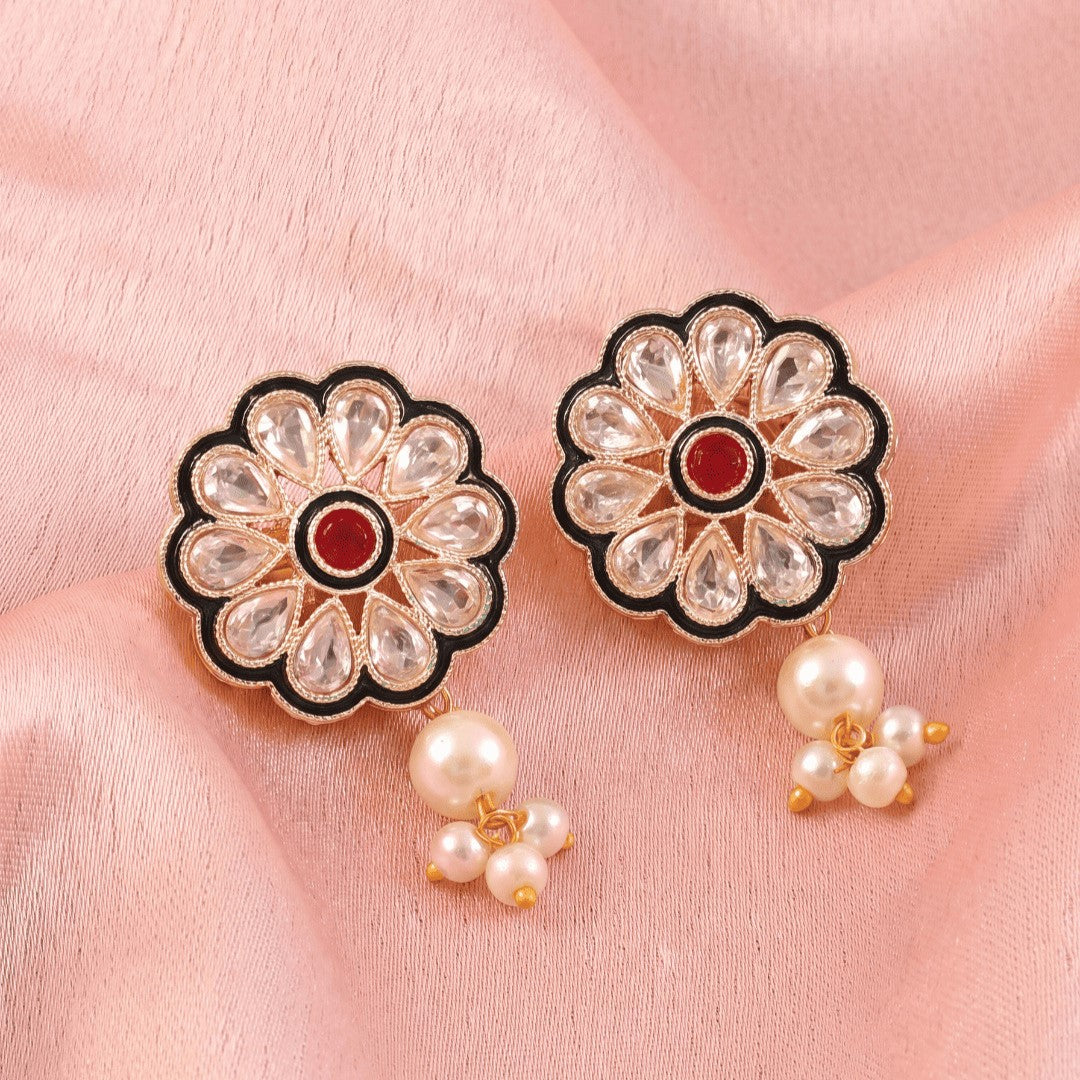 Gold-Plated Kundan-Studded & Beaded Jewellery Set