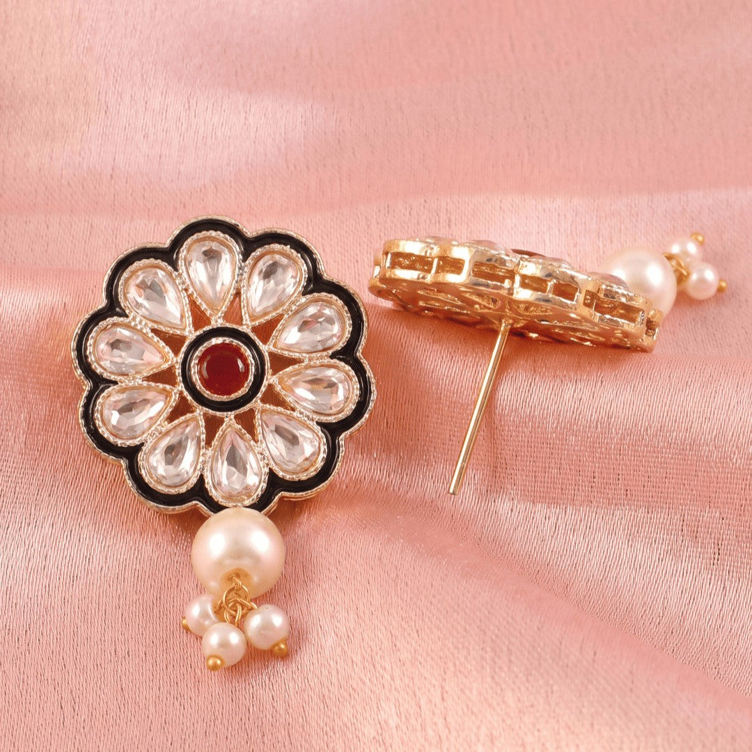 Gold-Plated Kundan-Studded & Beaded Jewellery Set