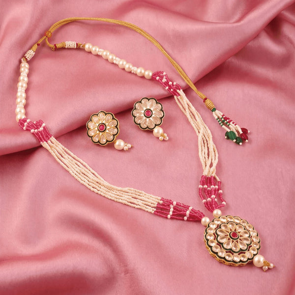 Gold-Plated Kundan-Studded & Beaded Jewellery Set