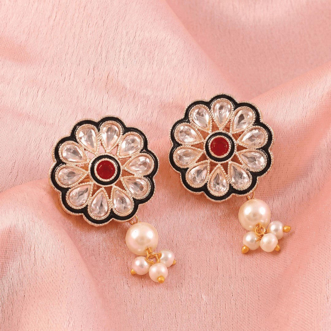 Gold-Plated Kundan-Studded & Beaded Jewellery Set
