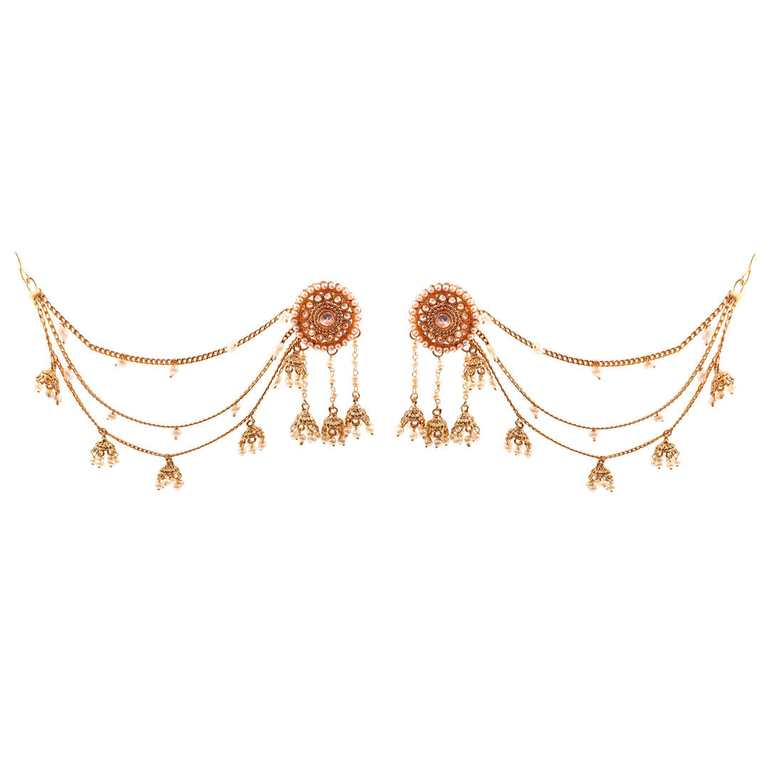 Gold-Toned & White Classic Jhumkas