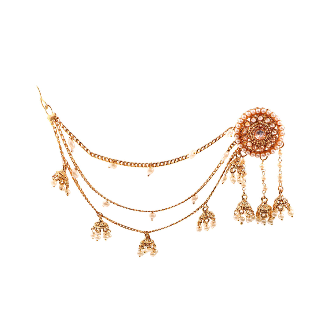 Gold-Toned & White Classic Jhumkas