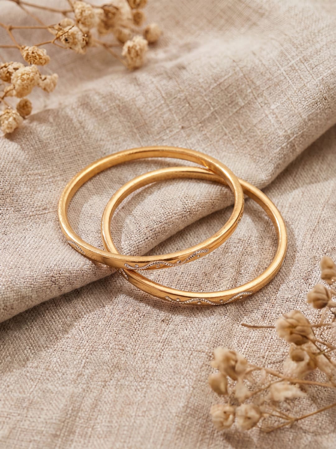 Women Gold-Plated  Bangles Set of 2