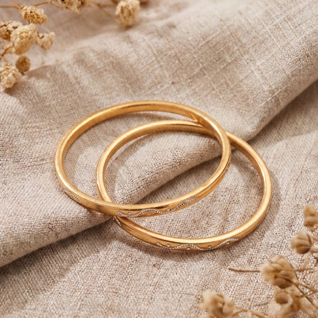 Women Gold-Plated  Bangles Set of 2