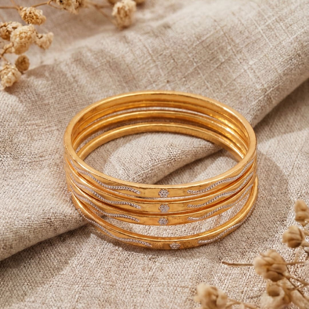 Women Gold-Toned Textured Bangles Set of 4
