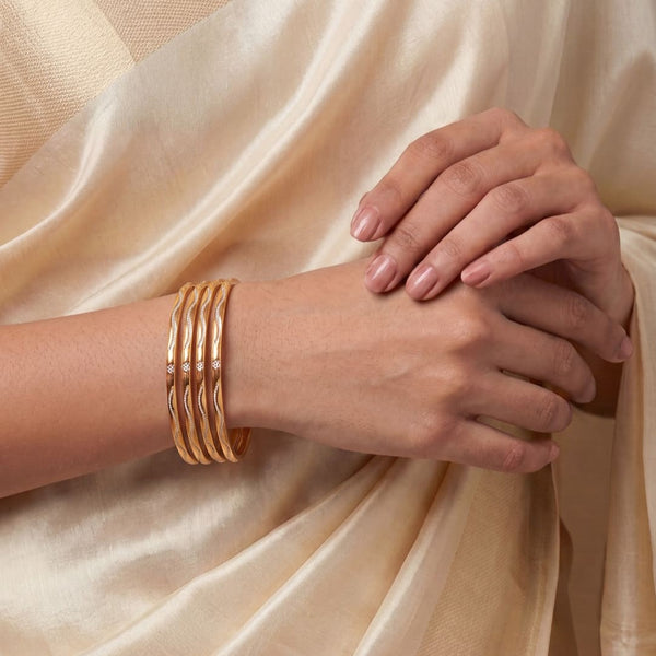 Women Gold-Toned Textured Bangles Set of 4
