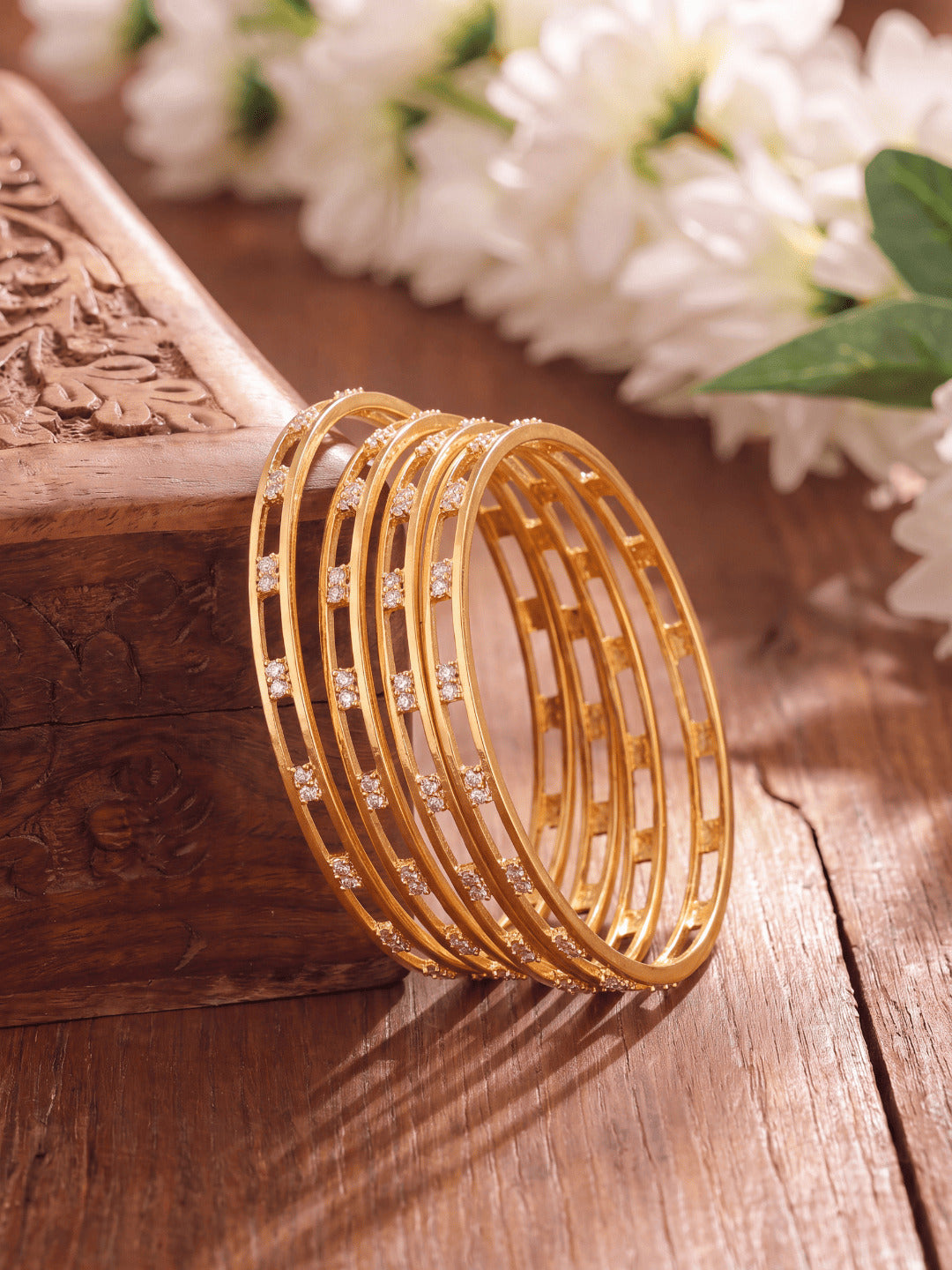 Women Gold-Plated  Bangles Set of 4