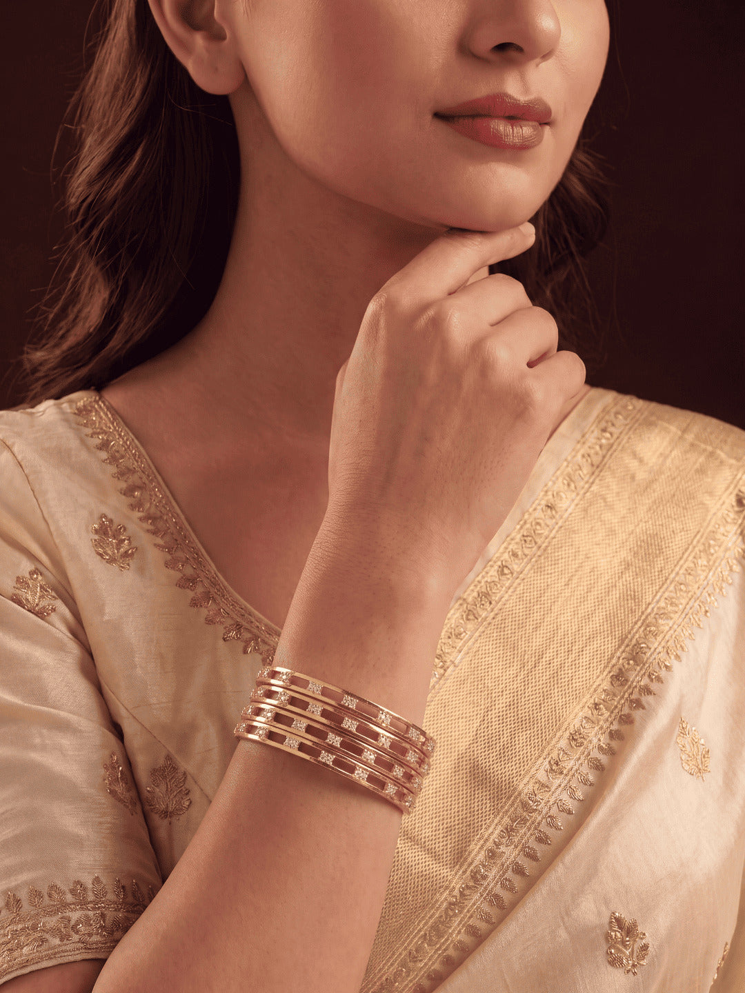 Women Gold-Plated  Bangles Set of 4