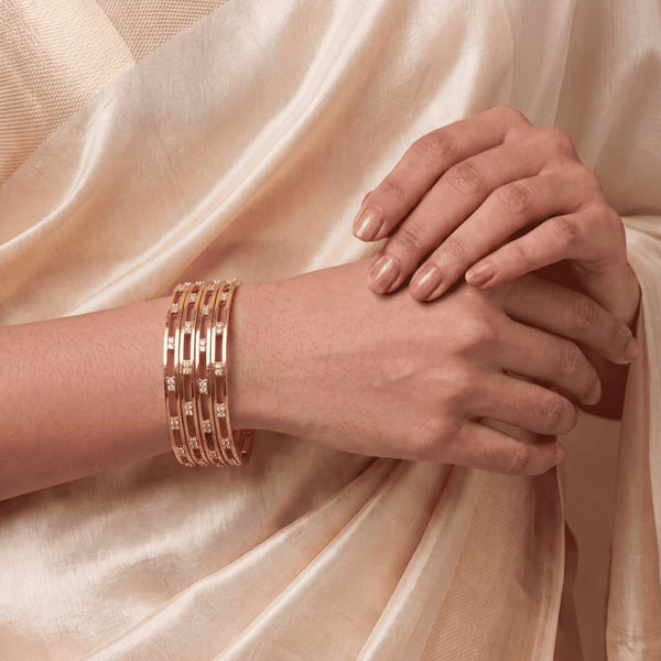Women Gold-Plated  Bangles Set of 4