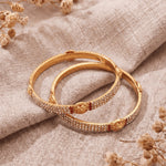 Load image into Gallery viewer, Women Gold-Plated American Diamond Studded Bangles Set of 2

