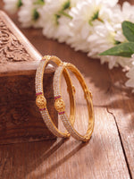 Load image into Gallery viewer, Women Gold-Plated American Diamond Studded Bangles Set of 2
