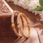 Load image into Gallery viewer, Women Gold-Plated American Diamond Studded Bangles Set of 2
