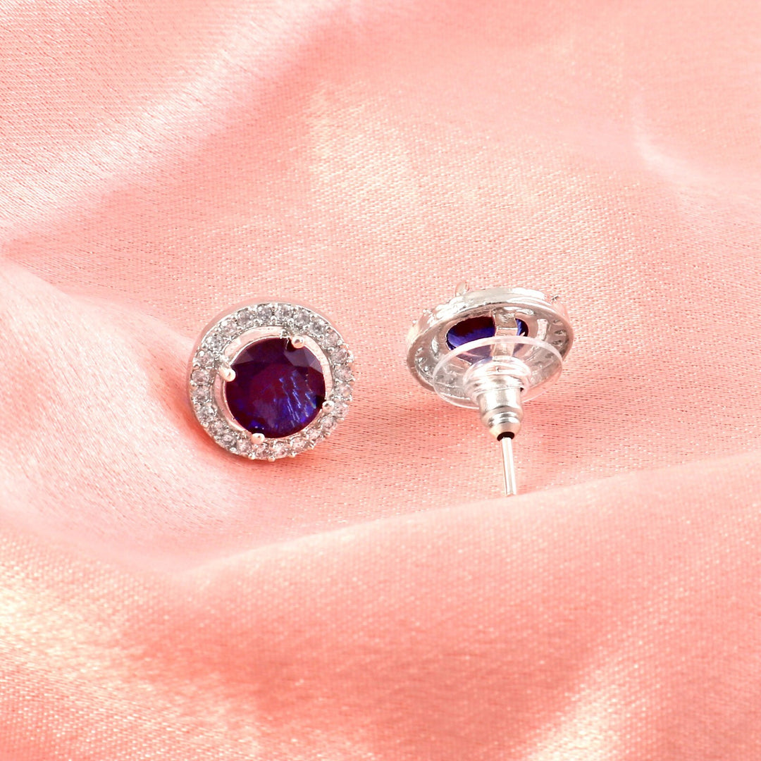 Silver Plated American Diamond and Cubic Zirconia Studded Round Tops