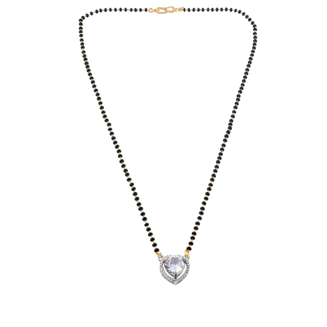 Rhodium plated AD & CZ Studed Pendant Mangalsutra