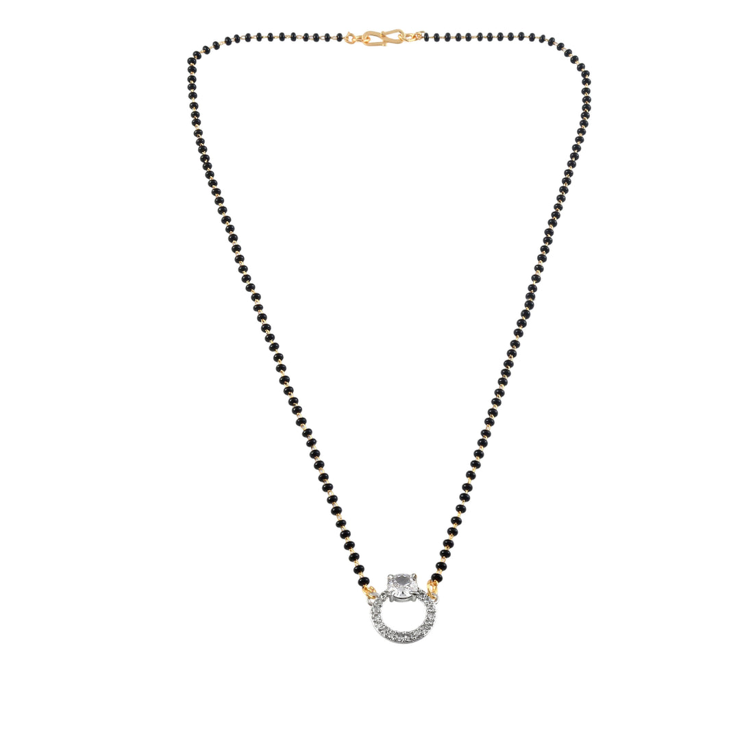 Rhodium plated AD & CZ Studed Pendant Mangalsutra