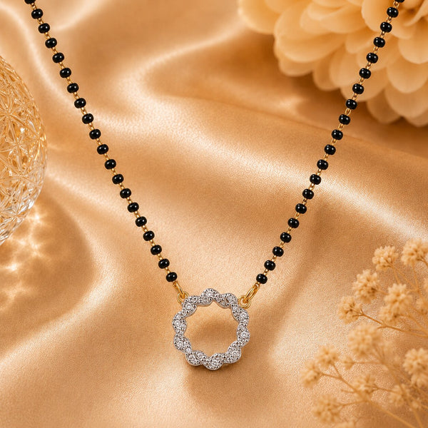 Rhodium plated AD & CZ Studed Pendant Mangalsutra