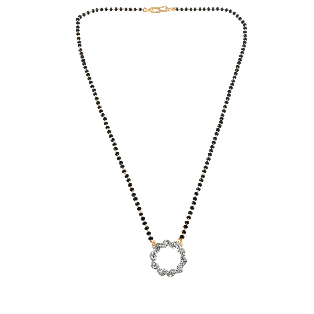 Rhodium plated AD & CZ Studed Pendant Mangalsutra