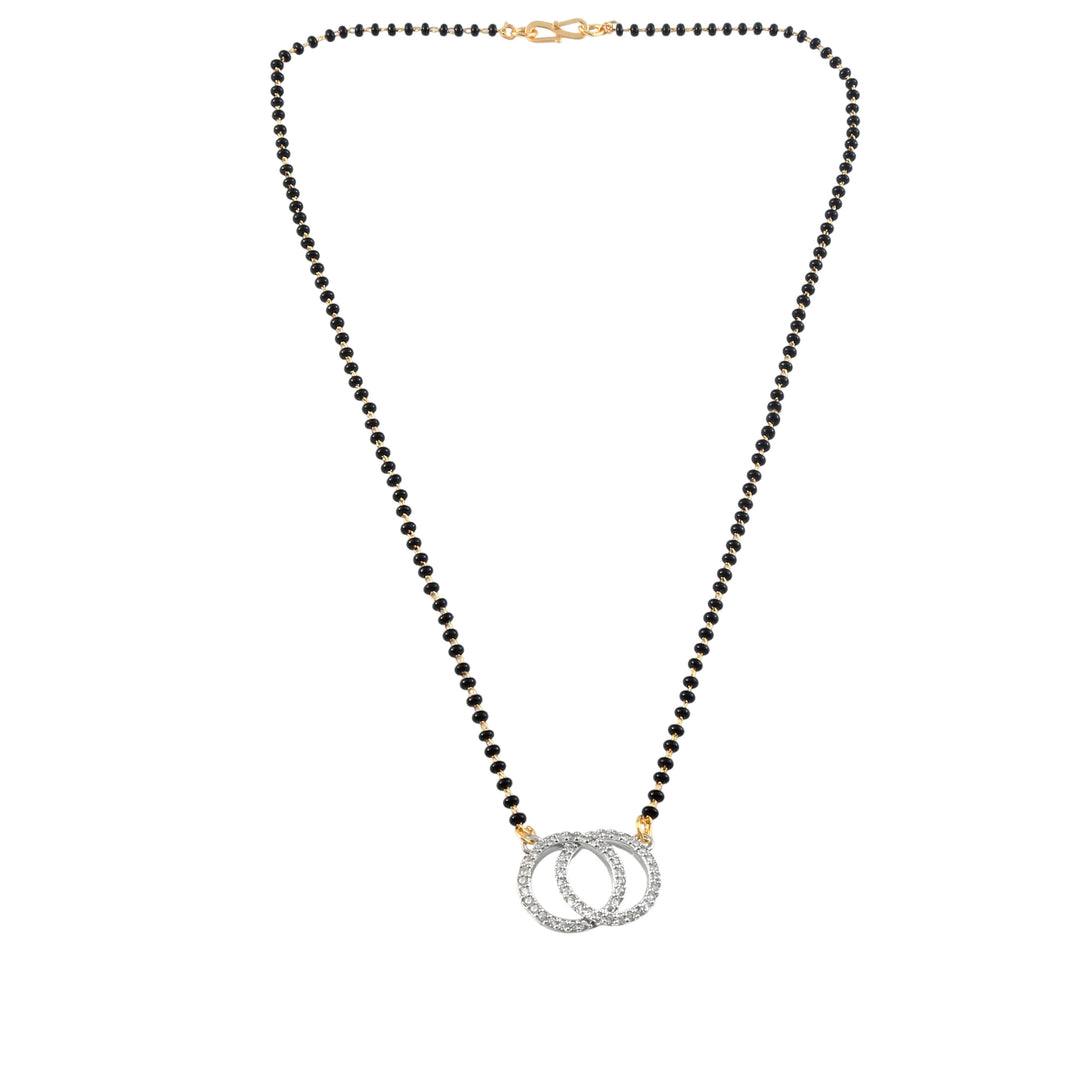 Rhodium plated AD & CZ Studed Pendant Mangalsutra