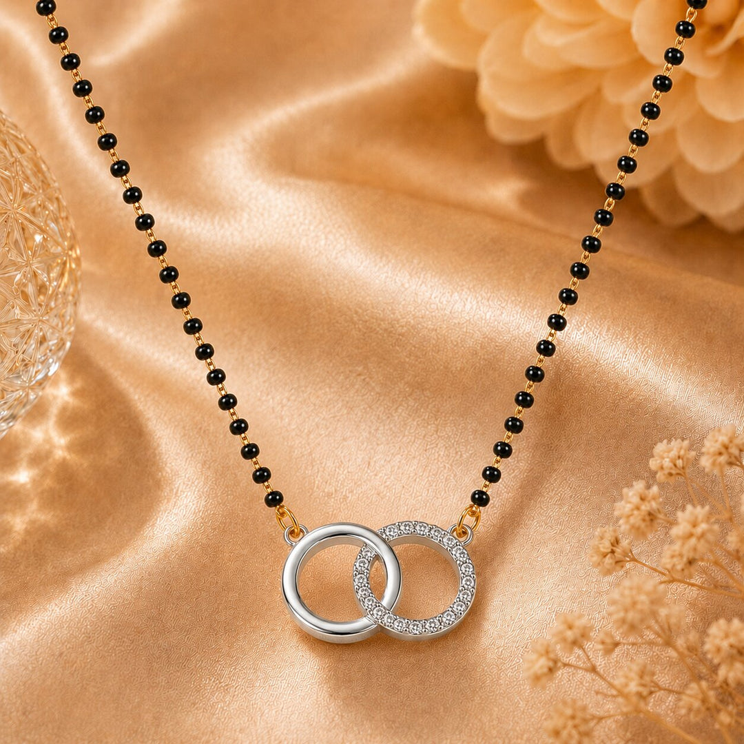 Rhodium plated AD & CZ Studed Pendant Mangalsutra