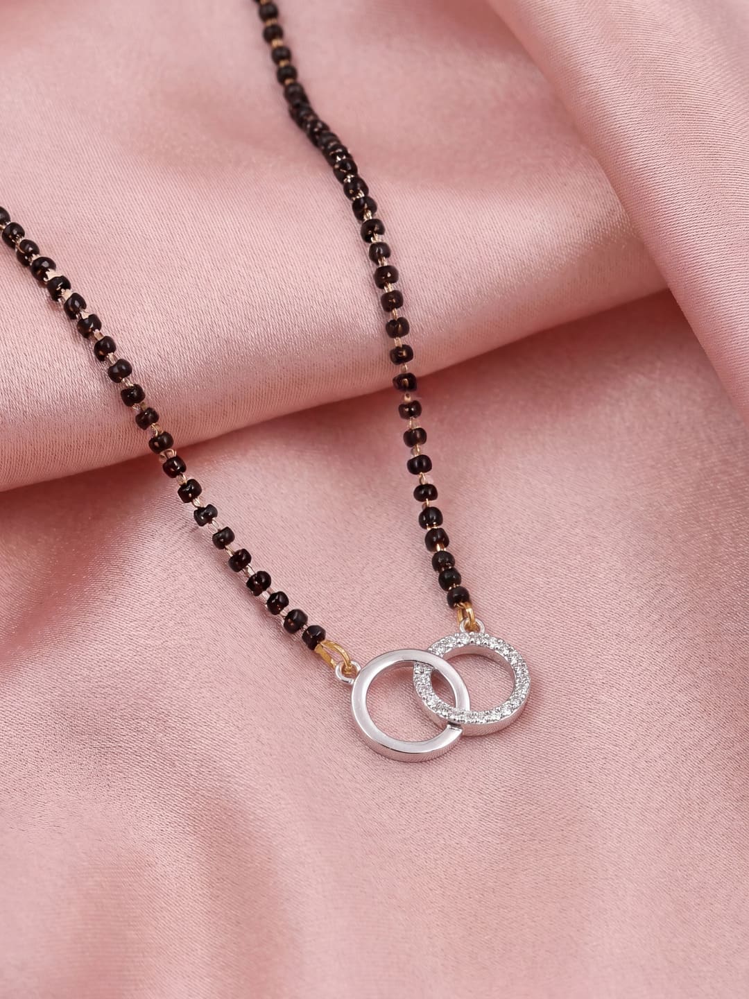 Rhodium plated AD & CZ Studed Pendant Mangalsutra