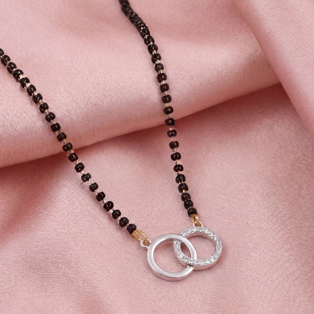 Rhodium plated AD & CZ Studed Pendant Mangalsutra