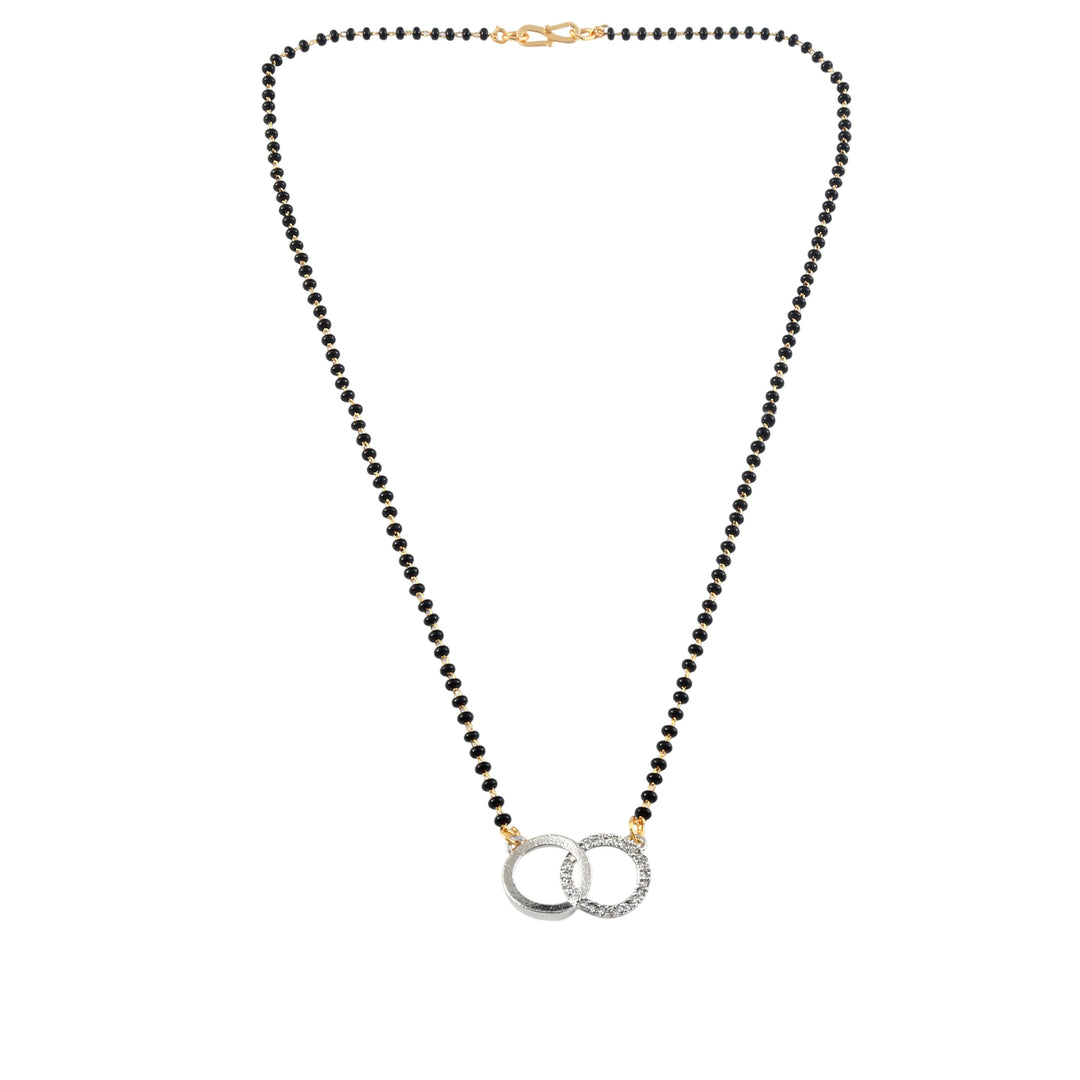 Rhodium plated AD & CZ Studed Pendant Mangalsutra