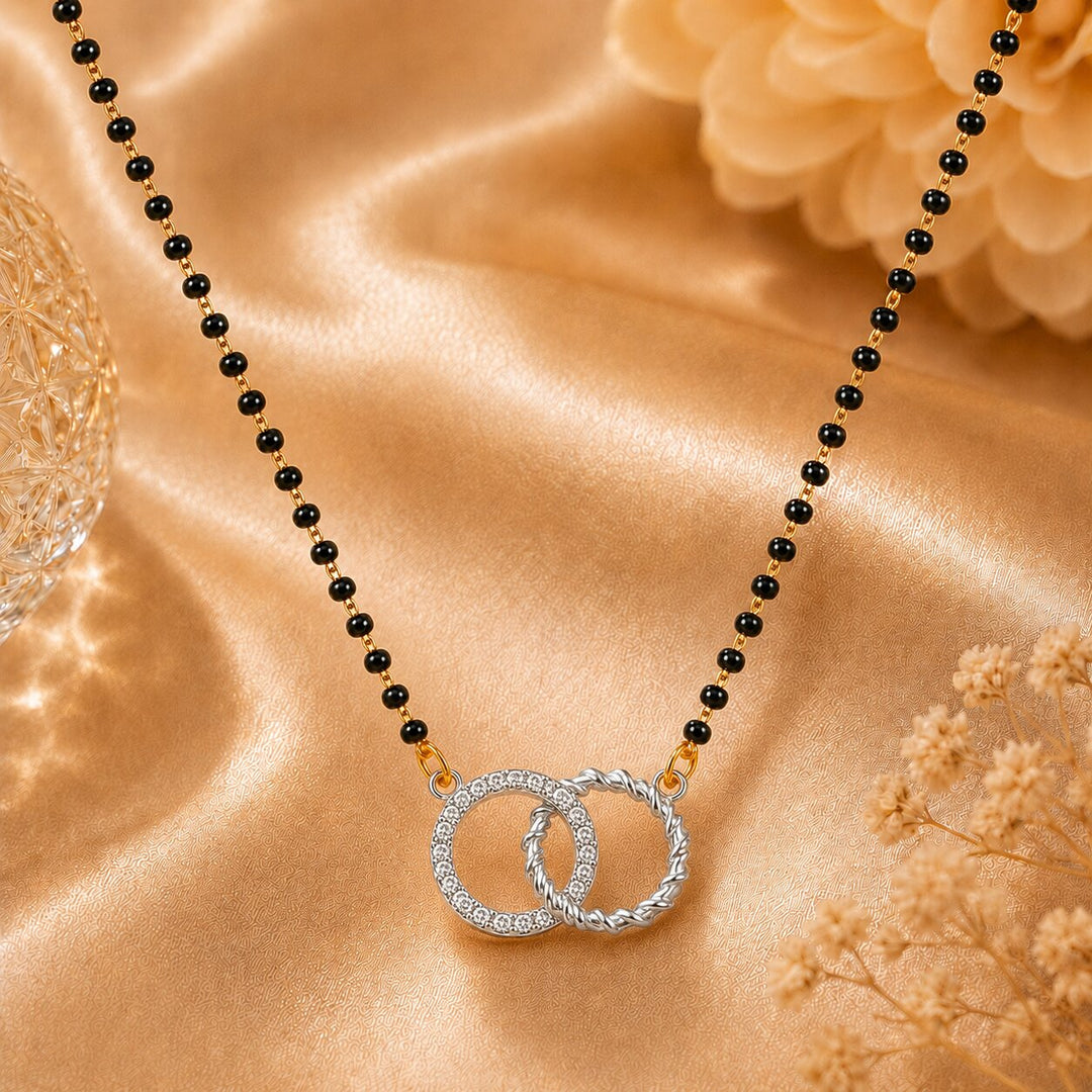 Rhodium plated AD & CZ Studed Pendant Mangalsutra