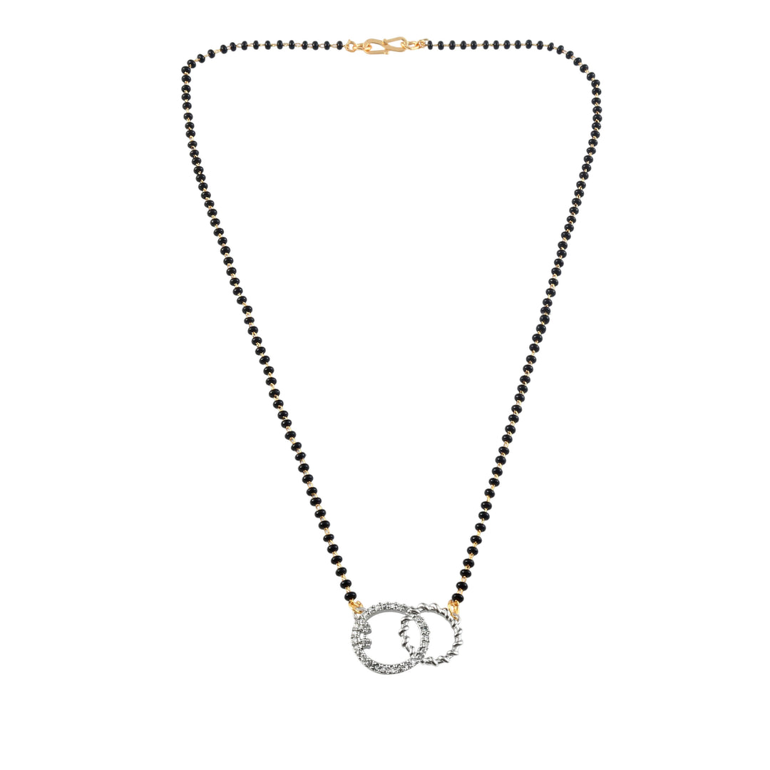 Rhodium plated AD & CZ Studed Pendant Mangalsutra