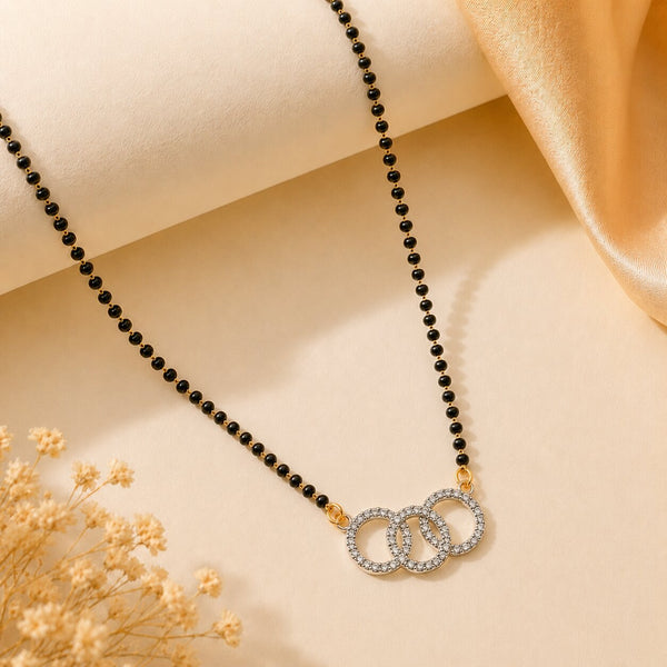 Rhodium plated AD & CZ Studed Pendant Mangalsutra