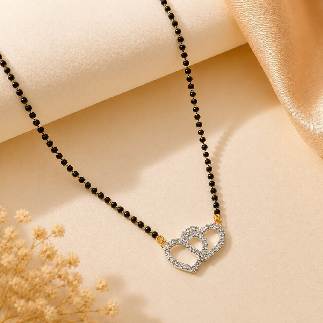 Rhodium plated AD & CZ Studed Pendant Mangalsutra